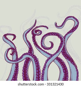 vector background with colorful sketched tentacles