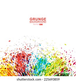 Vector background with colorful spots and sprays on white.