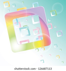 Vector background with colorful squares. Shiny round corner squares flying Trendy colors and shapes. EPS10, transparent shapes.