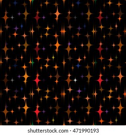 Vector background with colorful stars on black background