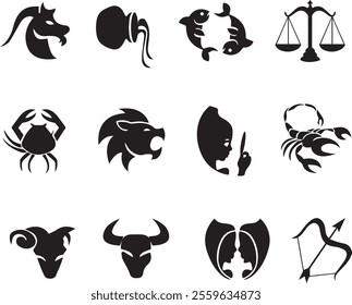 vector background with colorful zodiac signs and astrology symbols