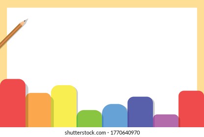 Papel colorido del fondo del vector con lápiz