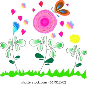 vector background  with  colour ful  flower and butterfly 