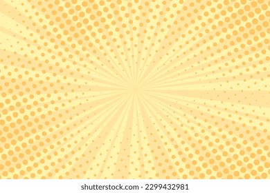 Vector background in comic book style with sunburst rays and halftone. Retro pop art design.