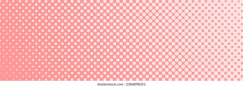 Vector background in comic book style with halftone gradient. Retro pop art design. Long horizontal banner.