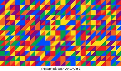 Vector background composed of triangles in colors of gay pride flag