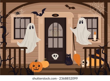 Vector background composition of Halloween figures...Happy Halloween. Big set of hand drawn horror doodles.