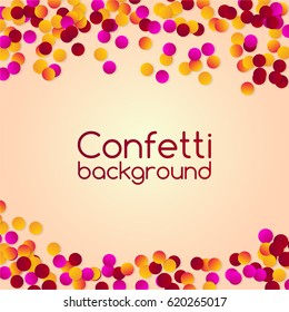 Vector background of confetti, children's background, frame.