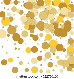 Vector background with confetti. Gold confetti on white background.