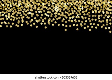 Vector background with confetti. Golden confetti on black background. EPS 10.