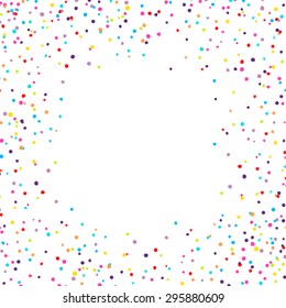 Vector background with confetti tiny round pieces on the sides