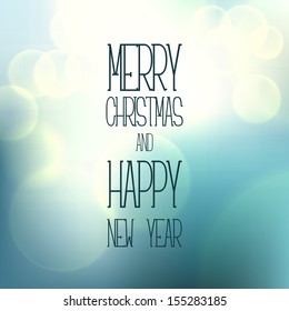 Vector background with congratulatory text. Fashionable bokeh.  Blurred cold background. Stylish luminous backdrop