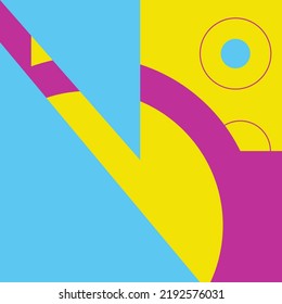vector background consisting of geometric shapes in bright colors in disco style