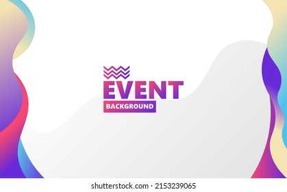 Vector background with cool and futuristic gradient-colored curved shapes. Abstract background for event, presentation, conference, seminar, photo booth, meeting, and exhibition.