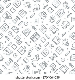 Vector background with copywriting icons isolated on white. Social media content writing backdrop concept.