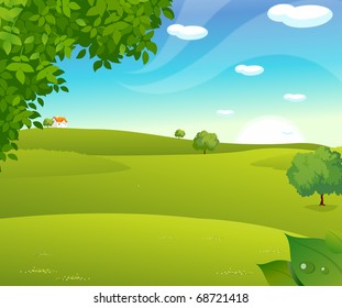 vector background countryside green