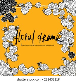Vector background for cover with flower border, "Happy birthday" theme, in vintage style. Good for backgrounds, covers, fabric, kitchen and cafe stuff.