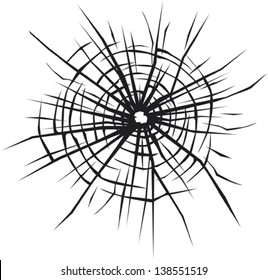 vector background of cracked (broken) glass and bullet hole