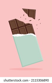 vector background with a cracked chocolate bar for banners, greeting cards, flyers, social media wallpapers, etc.