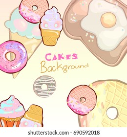 Vector background with creative cute cookies.