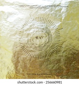 Vector background. Crumpled foil golden basis. Frame reminds a gemstone faceting. Place for your text. 