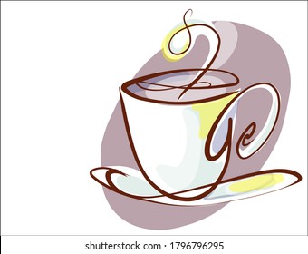 VECTOR Background with a cup of coffee. 
