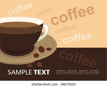 Vector background with cup of coffee in french style