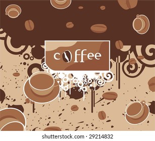 Vector background with cups of coffee