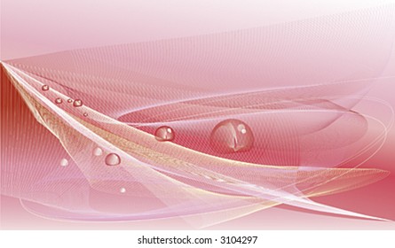 Vector background with curves and water drops