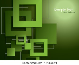 Vector Background with Cut Outs. Green Squares.