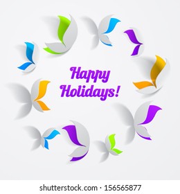 Vector background with cut paper butterfly