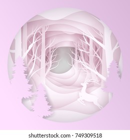 Vector background of cut paper is overlapping layers. For card design, Christmas and New Year.