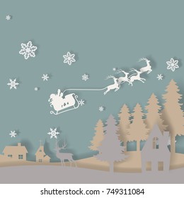 Vector background of cut paper is overlapping layers. For card design, Christmas and New Year.