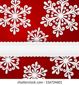 Vector background of cut paper snowflakes. Marry Christmas and Happy New Year