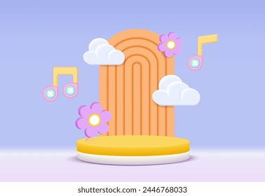 Vector background with cute design. Geometric pastel color background, design for product display, podium 3d render.
