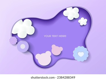 Vector background with cute design in paper cut style.
