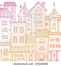 vector background with cute sketched houses
