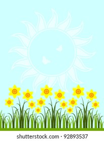 vector background with daffodils in grass