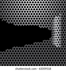 vector background with damaged perforated metal plate