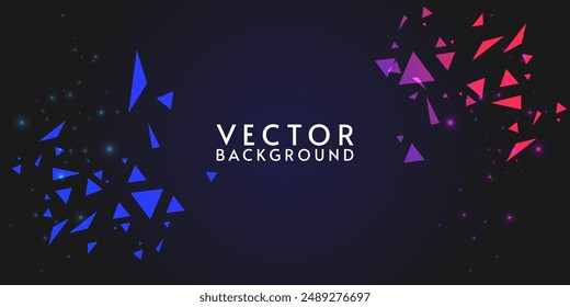 Vector background. Dark backdrop with triangle gradient elements. Design for wallpaper, banner, postcard.