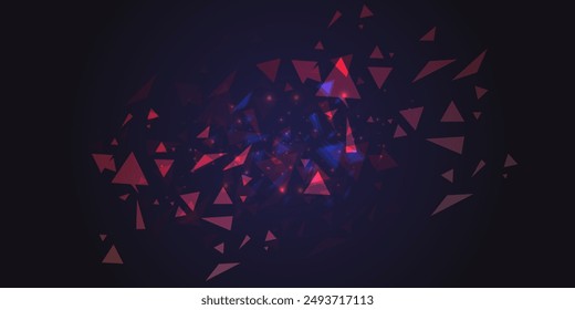 Vector background. Dark backdrop with triangle gradient elements. Design for wallpaper, banner, postcard.