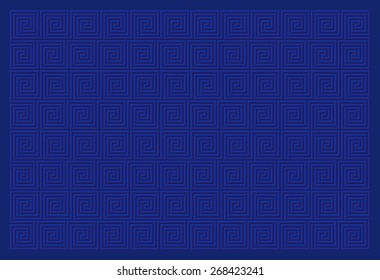 Vector background decorated by blue meander pattern.