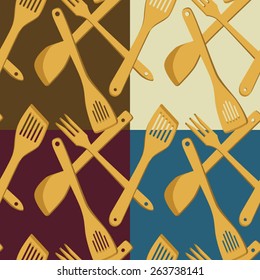 Vector background decorated with frying tools