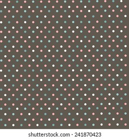 Vector  background with decorative colorful polka dots. Seamless spotted pattern. Holiday design for wedding, birthday or greeting cards or invitation.
