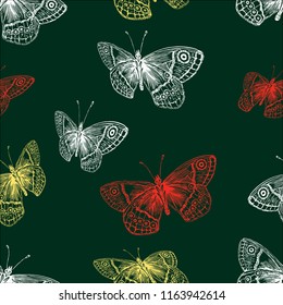 Vector background of decorative flying butterflies