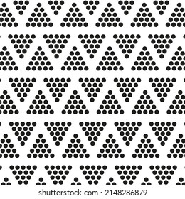 Vector background decorative triangle made of circles. Pattern, color black flat style