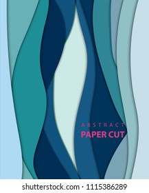 Vector background with deep blue color paper cut shapes. 3D abstract paper art style, design layout for business presentations, flyers, posters, prints, decoration, cards, brochure cover.