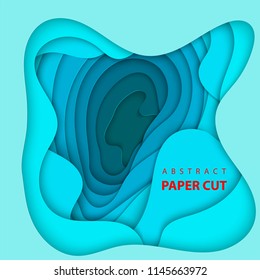 Vector background with deep blue color paper cut shapes. 3D abstract paper art style, design layout for business presentations, flyers, posters, prints, decoration, cards, brochure cover.