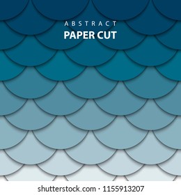Vector background with deep blue gradient color paper cut shapes. 3D abstract paper art style, design layout for business presentations, flyers, posters, prints, decoration, cards, brochure cover.
