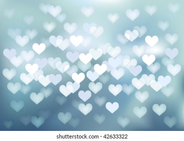 Vector background defocused light in heart shape, no size limit. proportion of A4 format horizontal.